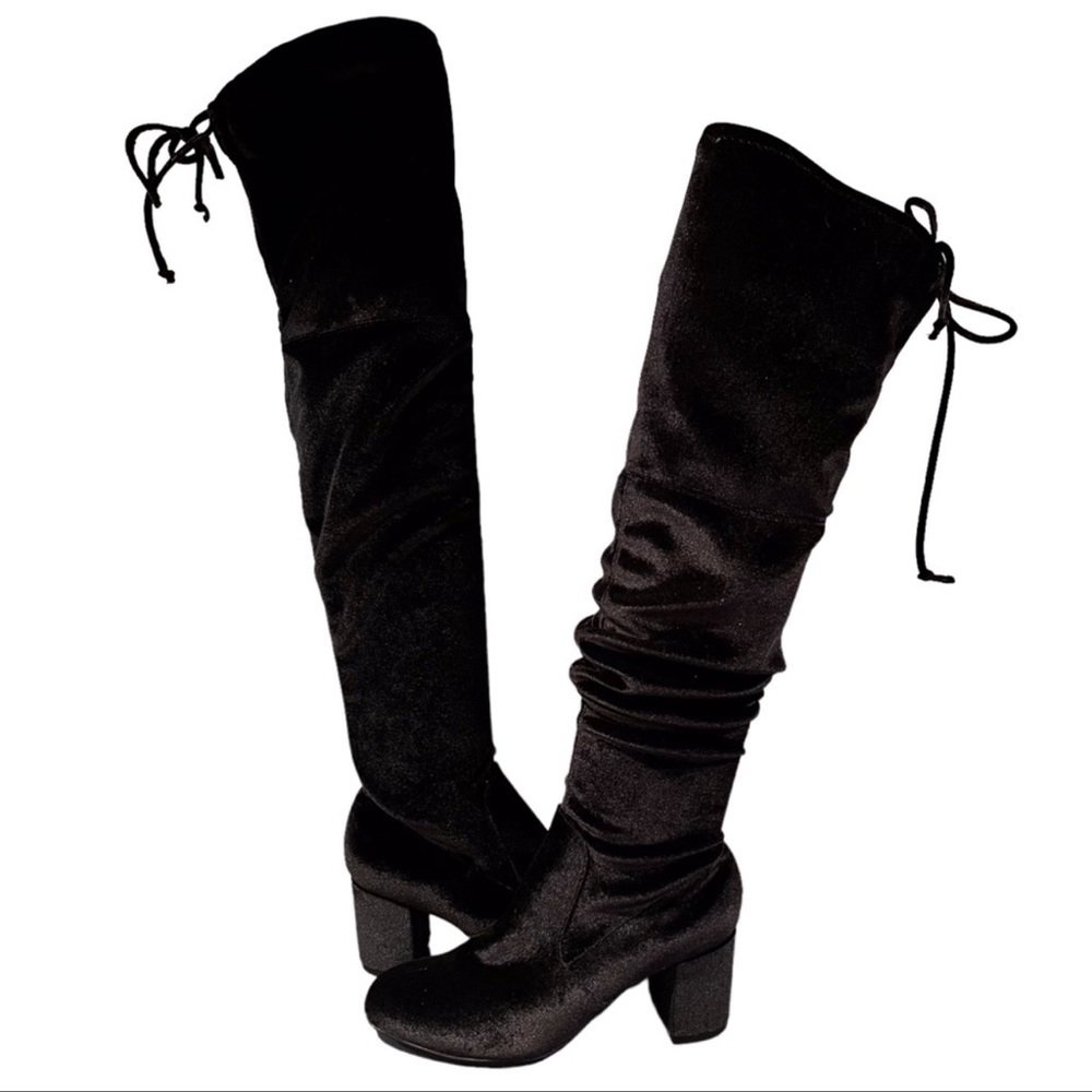Charles by Charles David size 10 black velvet over the knee heeled boots